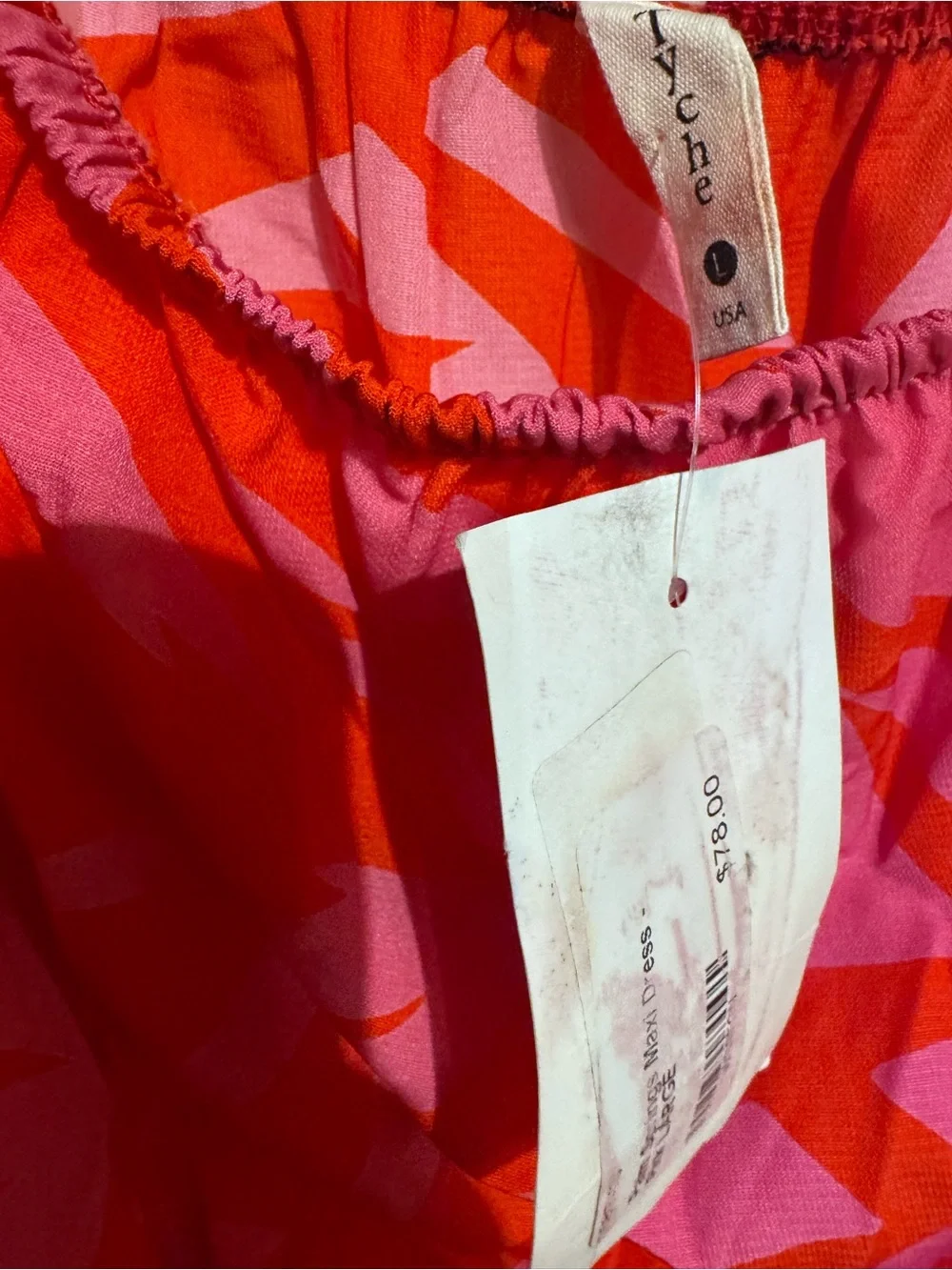 Hot Pink Tropical Maxi Dress with drop ruffle sleeves - Picture 4 of 4